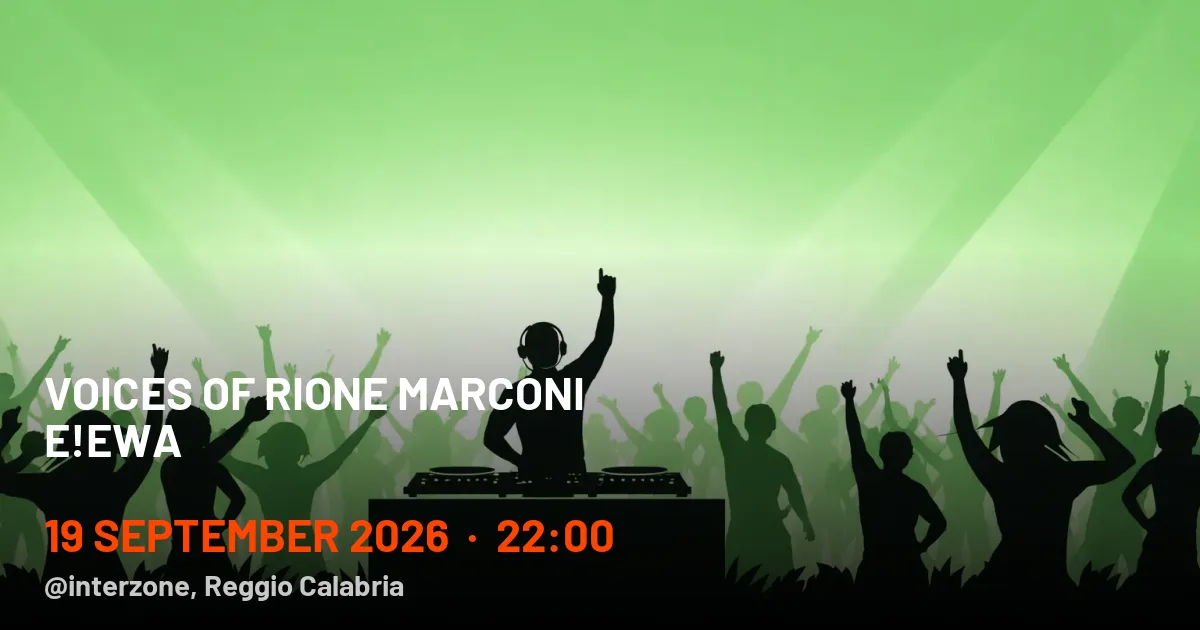 Event flyer for Voices of Rione Marconi, live in Reggio Calabria on 19 September 2026