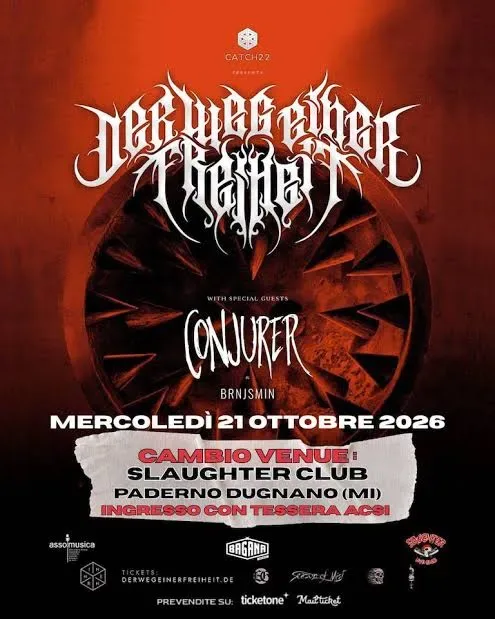 Event flyer for Der Weg Einer Freiheit Tour 2026, live in Paderno Dugnano on 21 October 2026