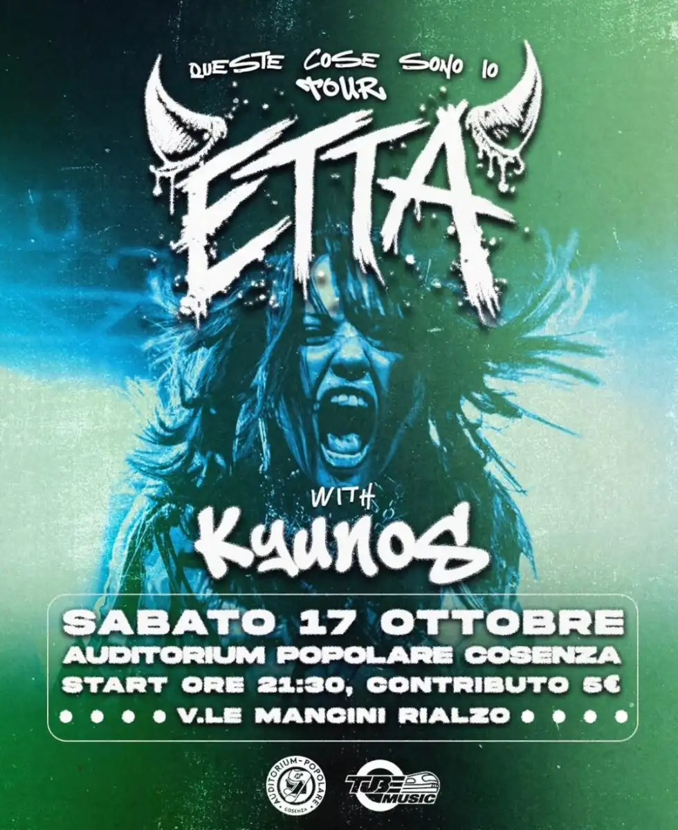 Event flyer for ETTA Queste Cose Sono Io Tour, live in Cosenza on 17 October 2026