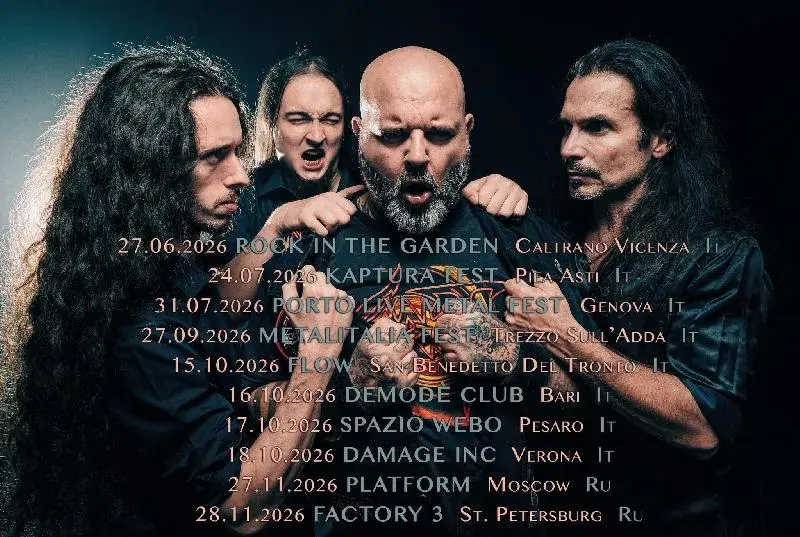 Tour flyer for Sadist - Tour 2026, 14 October – 18 October 2026