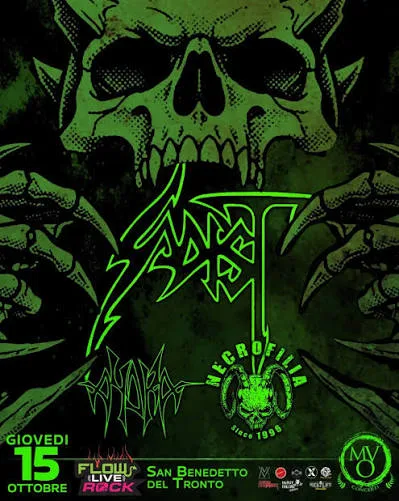 Flyer for Sadist - Tour 2026, San Benedetto del Tronto, 15 October 2026