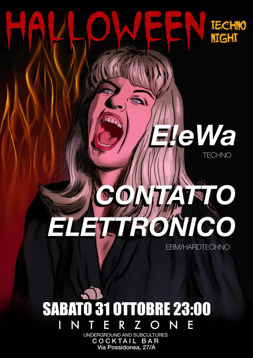 Event flyer for Techno Halloween, live in Reggio Calabria on 31 October 2026