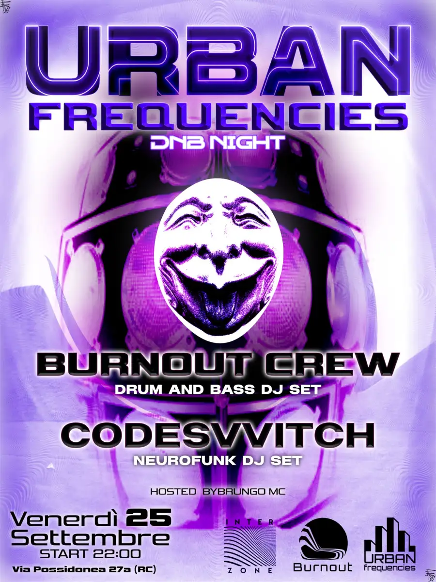 Event flyer for Urban Frequencies - DNB Night, live in Reggio Calabria on 25 September 2026